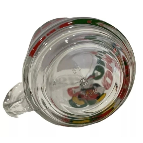 Vtg Anchor Hocking Disney Mickey Mouse Ho Ho Christmas Holiday Glass Coffee Mug - Picture 4 of 5